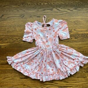 Girlhood by little stocking co twirl dress girls size 6 bunny print pink